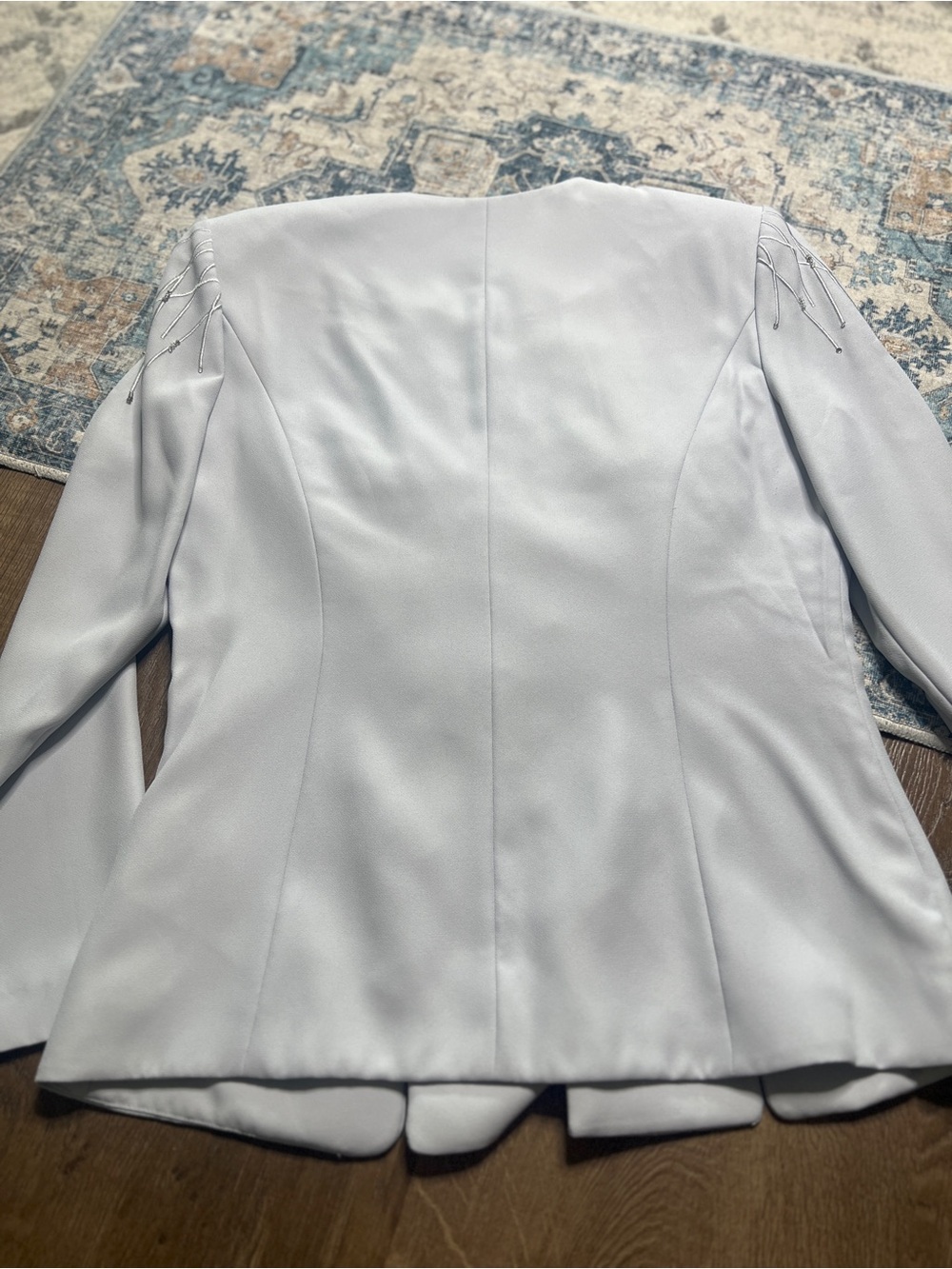 Che Studio Light Silver Embroidered Blazer 2 piece Vintage - Picture 11 of 16